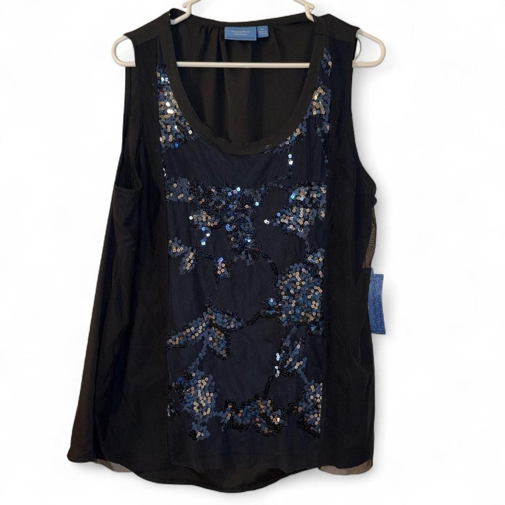Simply Vera Vera Wang Black Sequin Floral Blouse